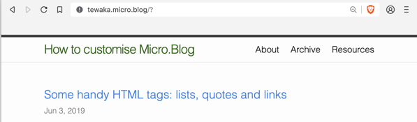 Now my site title is displayed larger and in green. 