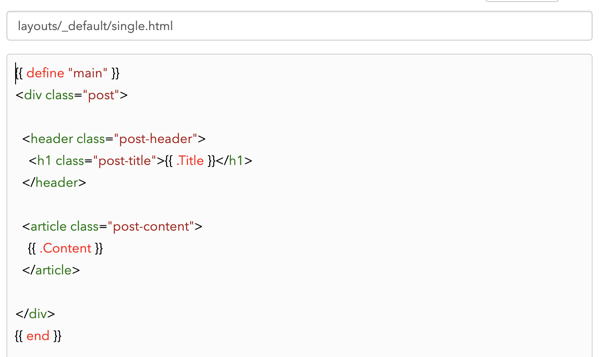 The single.html default template file. 